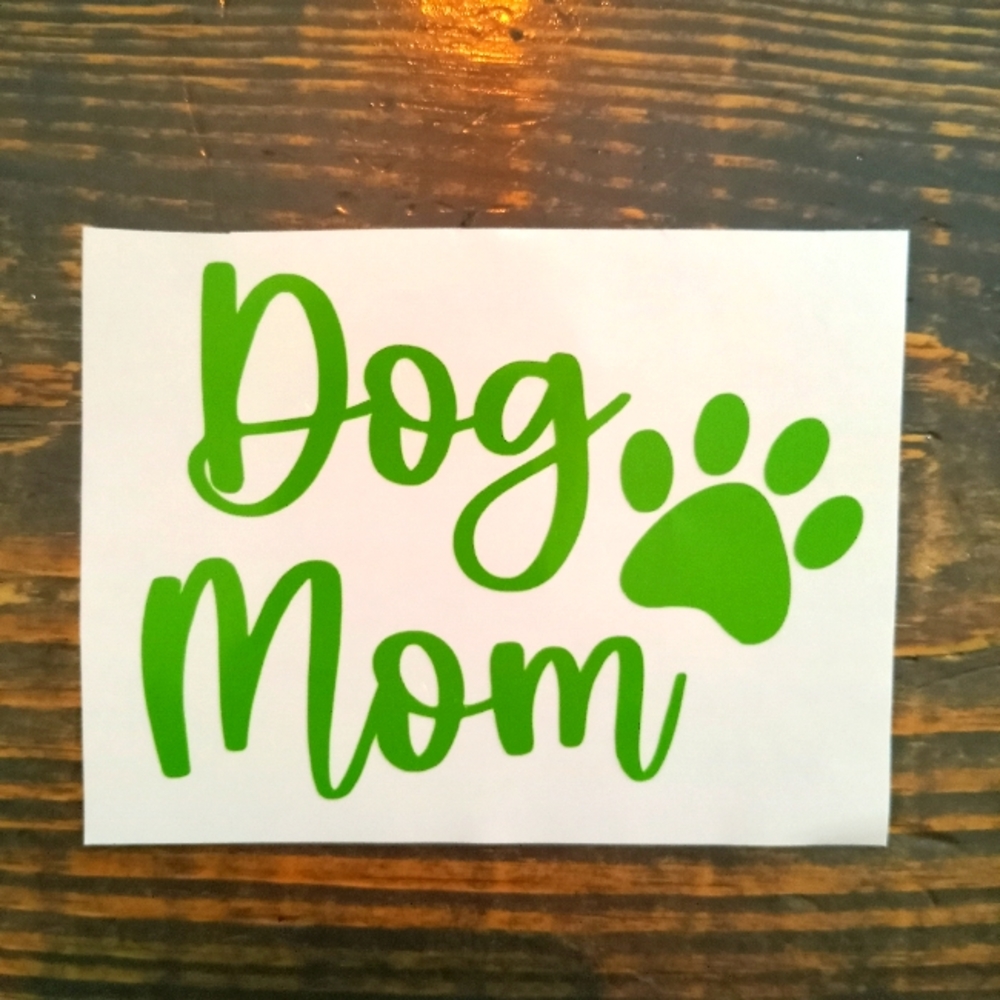 Dog Mom vinyl car decal GREEN